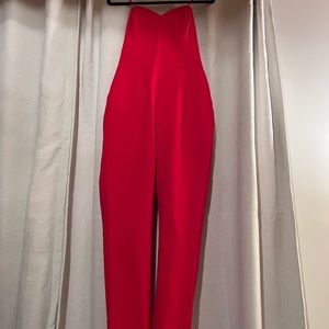 Red  Strapless Jumpsuit